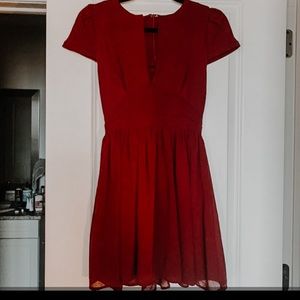 Wine  Red Holiday Party Dress Fit and Flare (TOBI)